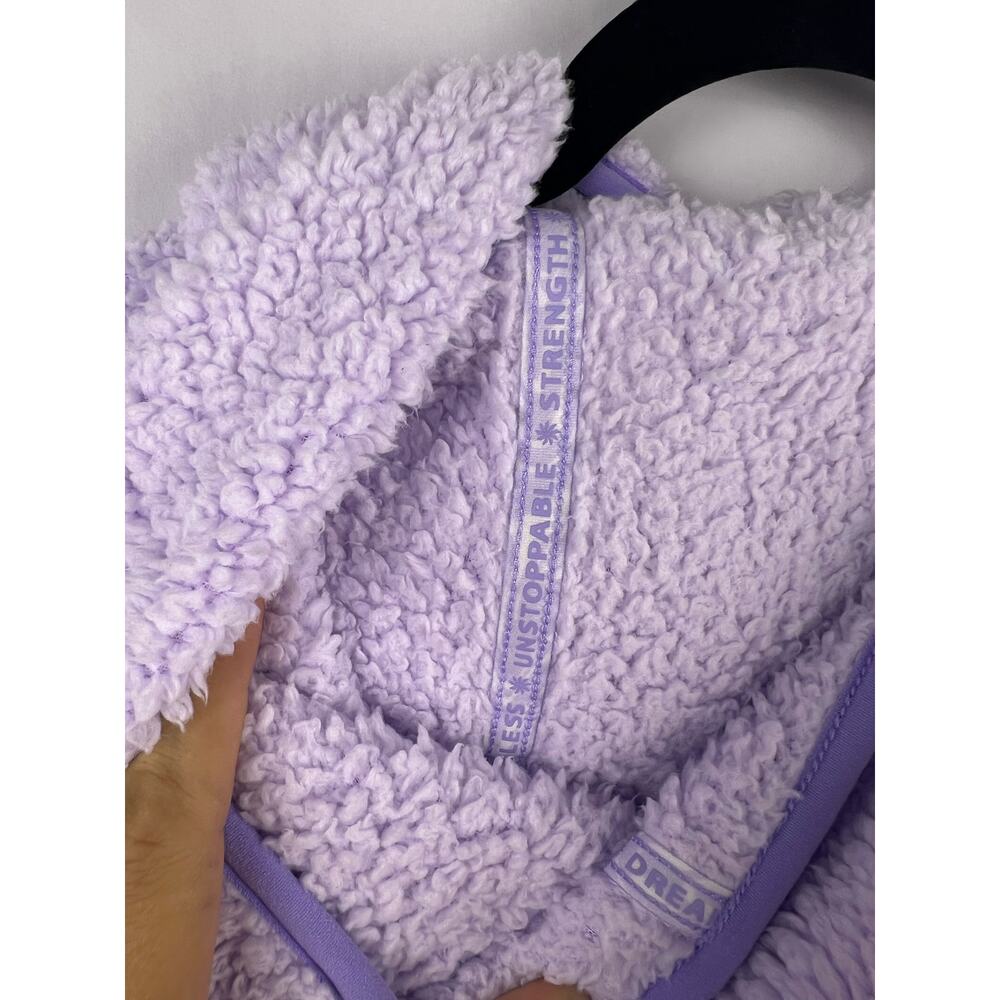 Athleta Girl Hooded Sherpa Pullover, Lavender Purple Fleece Cozy Kangaroo Pocket - Picture 13 of 16